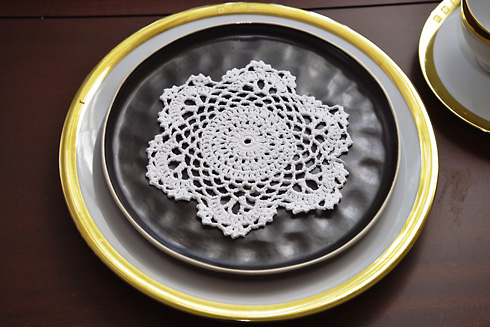 crochet round doily 6" round. white color. 12 pieces pack